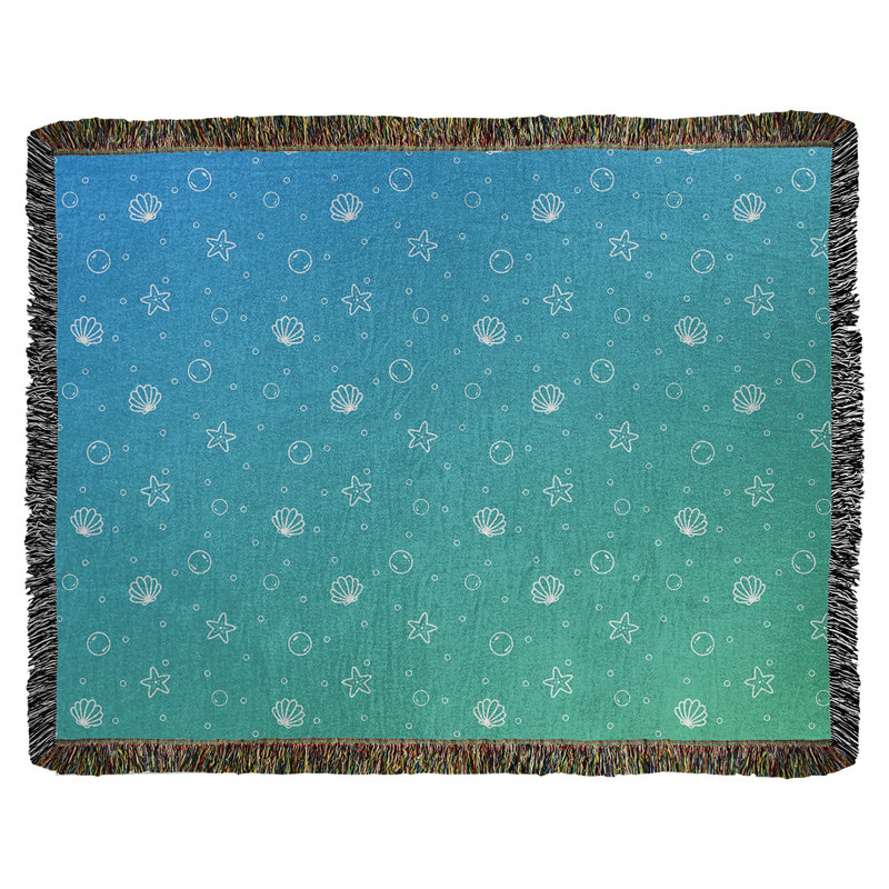 Couverture en coton tissé Katelyn Elizabeth, l 37 po x L 52 po, Vert / bleu
