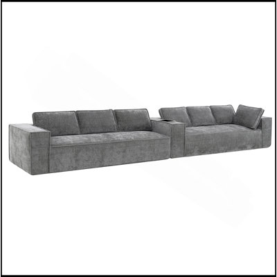 129.5" Minimalist Style Modular Sectional Sofa,6 Seat Wrinkle-Resistant Chenille Couch Set,2 PC Free Combination,Modern L-Shaped Cloud Sofa Set For Living Room,No Assembly Require,