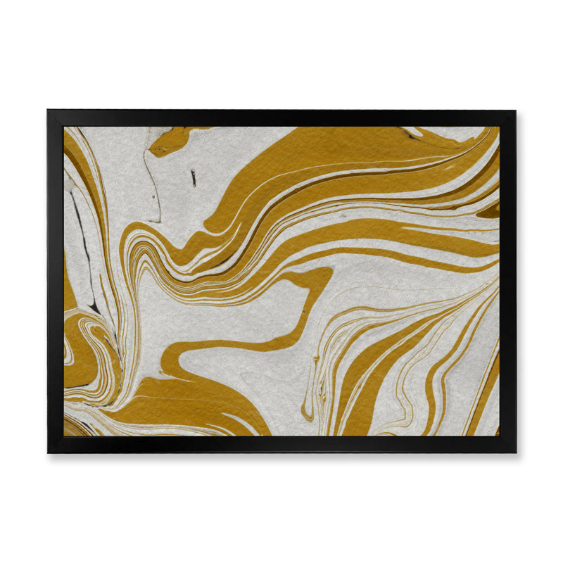 Or et gris marbré, impression sur toile flottante, Cadre photo noir, H 8 po x l 12 po x P 1 po