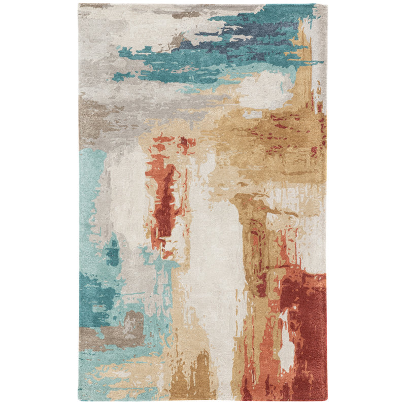 Tapis bleu touffeté à la main Cashel, Rectangle de 10 pi x 14 pi