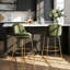 Ensemble de 2 tabourets de bar rembourrés vert olive de luxe moderne avec pieds dorés polis et siège d'une hauteur de 30 pouces