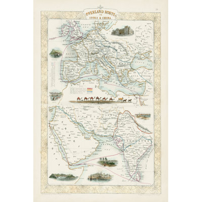 Overland Routes- India & China 1 Piece Wrapped Canvas Painting