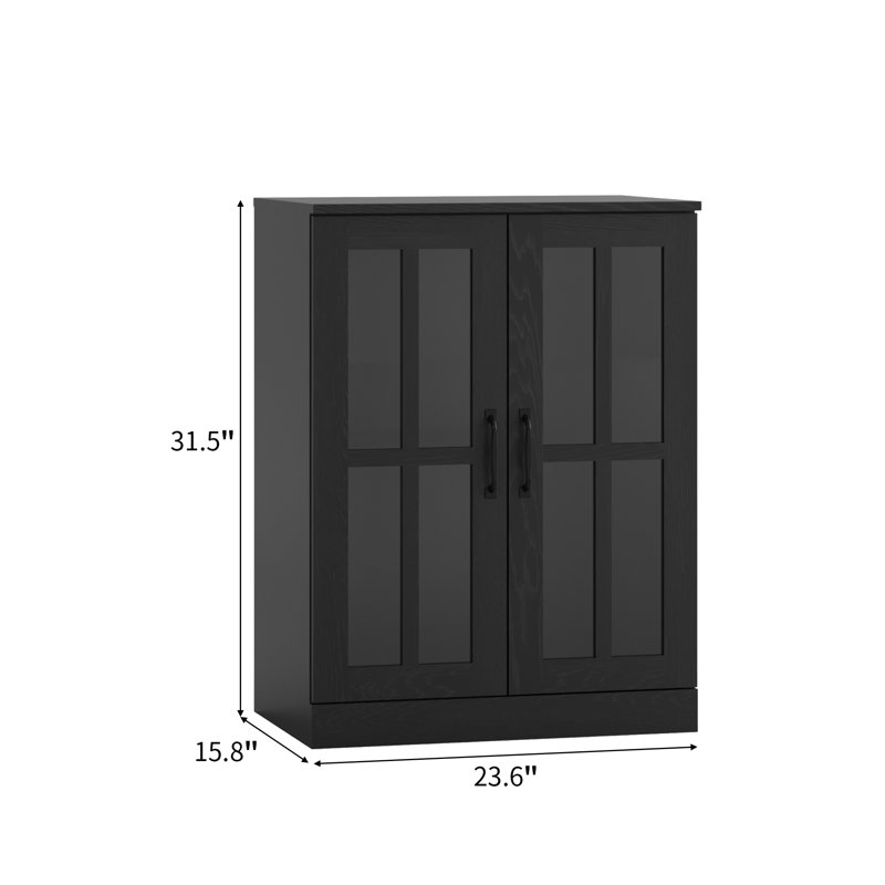 Armoire décorative 23,6 W * 31,5 H avec portes en verre, Noir