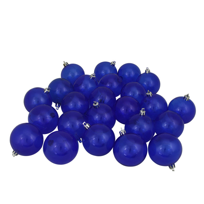 24 boules de Noël transparentes incassables 24 po 2,5 po (60 mm), Bleu