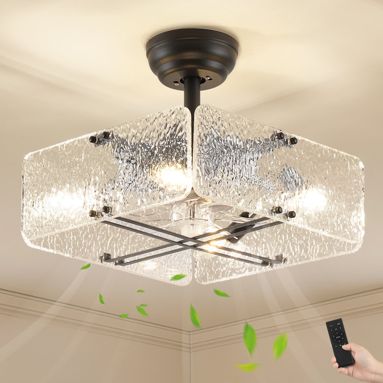 15.8" Modern Ceiling Fan with Dimmable Light, 3 Speeds, Reverse and Remote Included