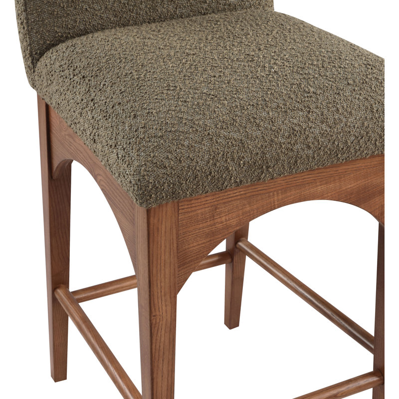 Waldorf Counter Stool, Walnut, Olive Boucle