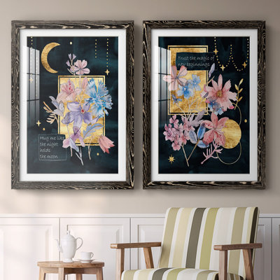 Moonlight Flowers III - reproduction encadrée de qualité supérieure - prête à être accrochée
