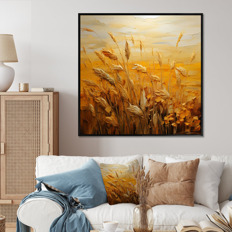 " Golden Harvest I ", 36" H x 36" W x 1.5" D, Black Floater Framed