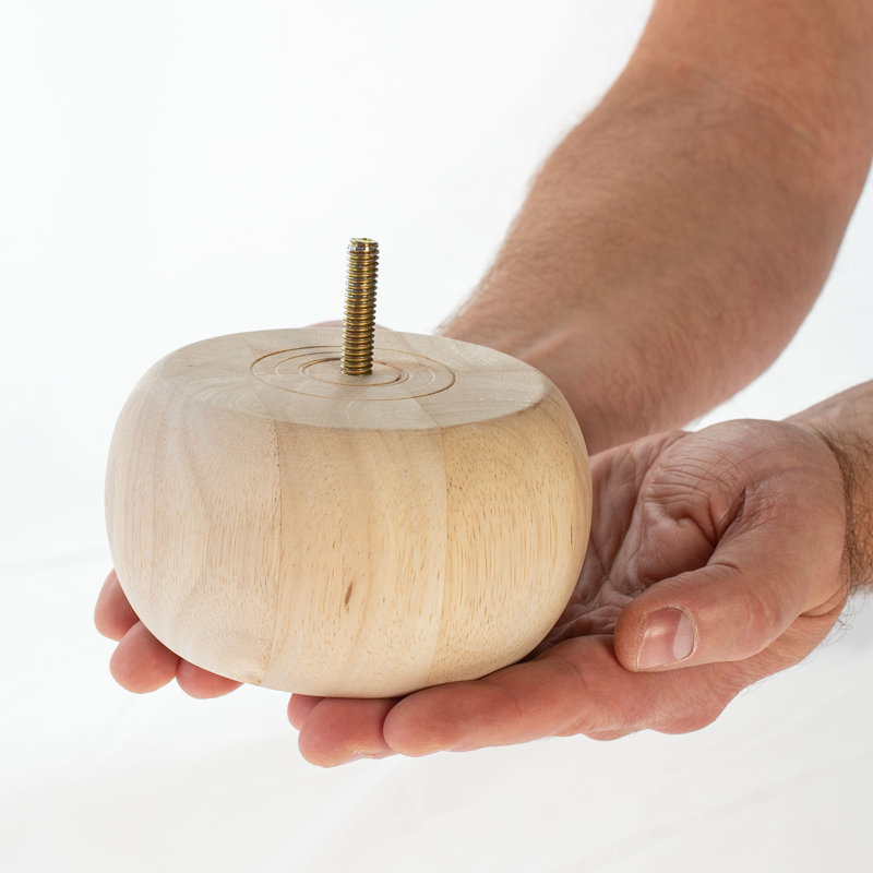 Espresso Solid Hardwood Round Bun Foot Set with Drill Bit