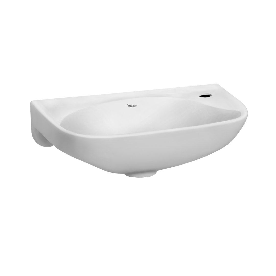 Whitehaus 10.125'' White U-Shaped Bathroom Sink Whitehaus Collection Faucet