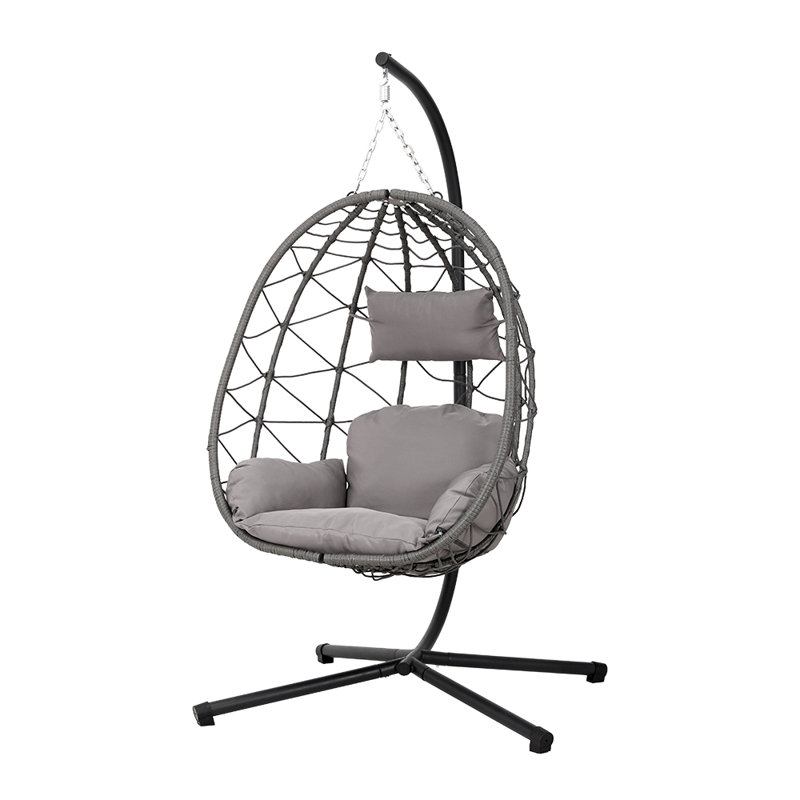 Egg-Shaped Chair Hammock with Stand, Light Grey