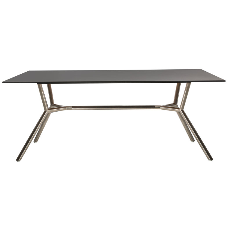 Reef Rectangular 29.5" Dining Table, White HPL, Stainless Steel, 29.13" H x 70.88" W x 39.38" D
