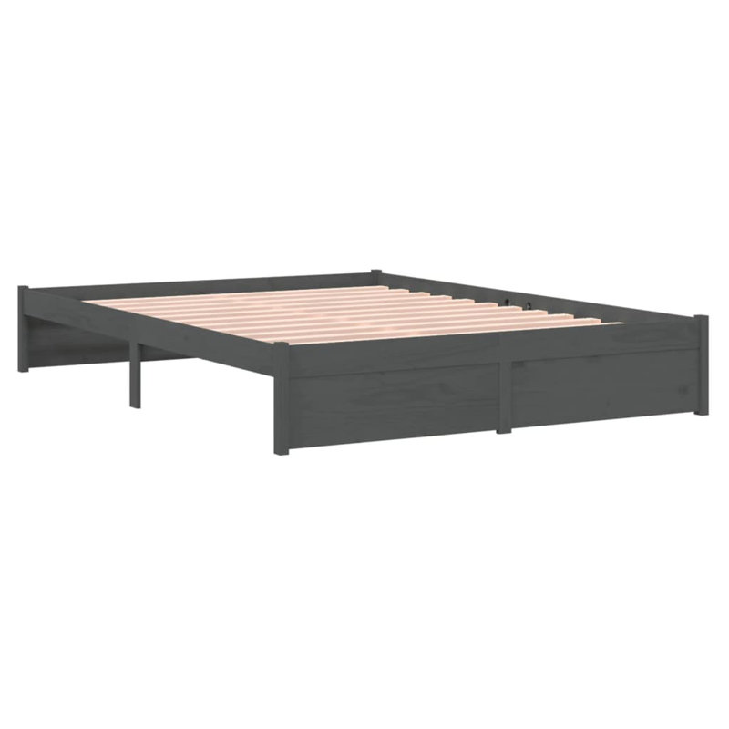 Bed Frame Solid Wood, grey, 140 x 200 cm