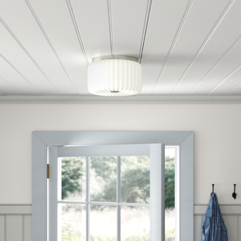 Willa Glass Flush Mount, Polished Nickel