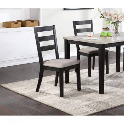 Classic Stylish Black Finish 5pc Dining Set Kitchen Dinette Wooden Top Table and Chairs Upholstered Cushions Seats Ladder Back Chair Dining Room