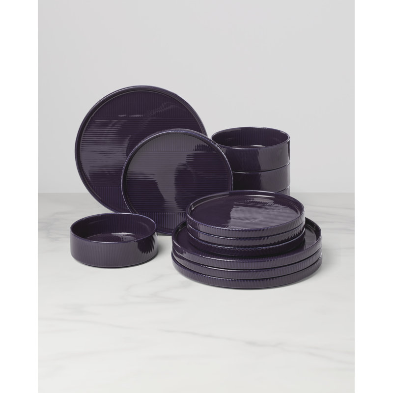 Modulus 12-Piece Dinnerware Set, Nightshade, Black