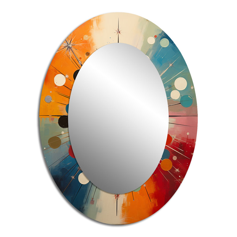 Miroir mural coloré Mid Century Century, 40 po x 30 po