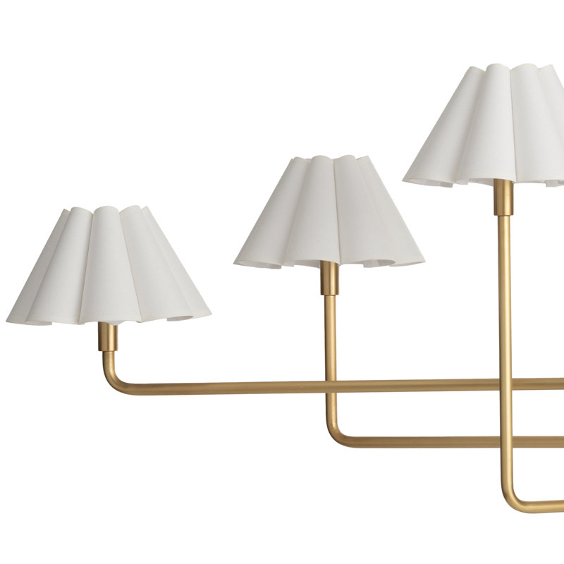 Polly 6-Light Chandelier, Natural Brass, White