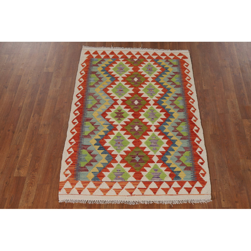 Tapis géométrique en laine Kilim