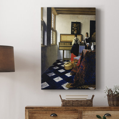 La leçon de musique - galerie tendue sur toile tendue par Johannes Vermeer