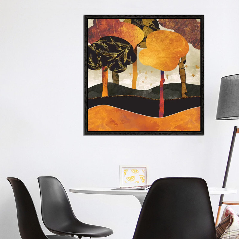 Metallic Forest - Print on Canvas, 93.98 cm H x 93.98 cm W, Black Framed