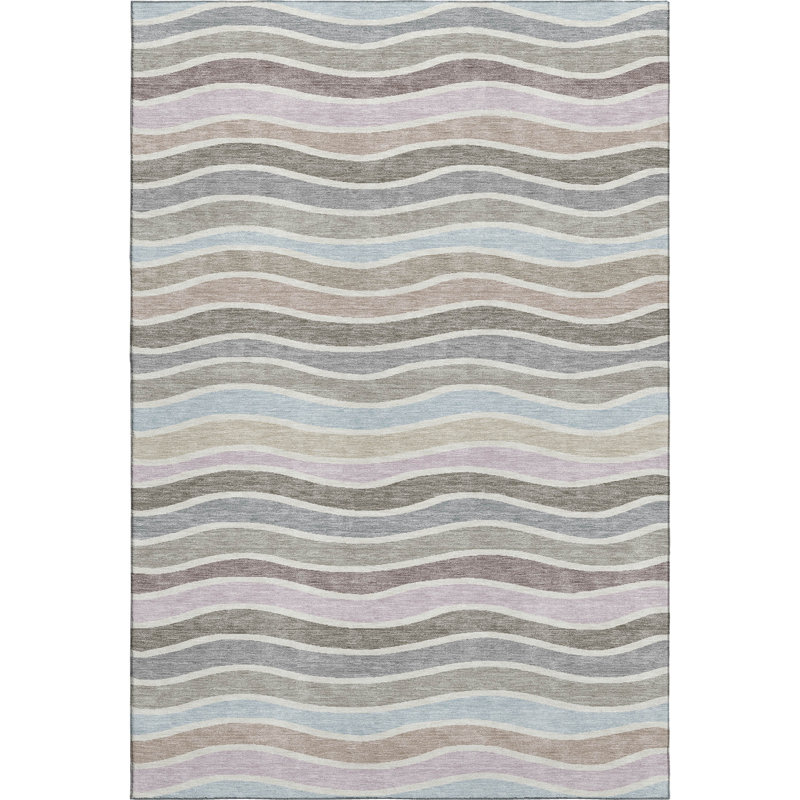 Premium Machine Washable Mayfield AMF2333 Stripes Rug, Tan, 10' x 14'