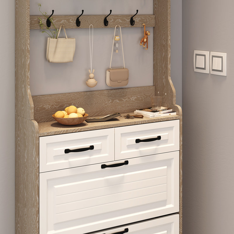 Versatile Wooden Shoe Cabinet with Multiple Compartments and Stylish Design