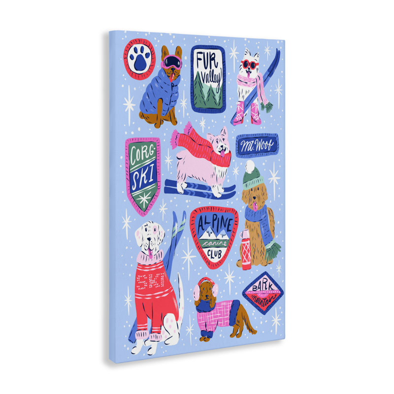 Toile de collage Winter Winter Dogs, conception par Krissy Mast, H 24 po x l 16 po
