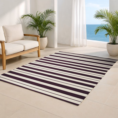 HorizontalStripes Beige Indoor and Outdoor Area Rug