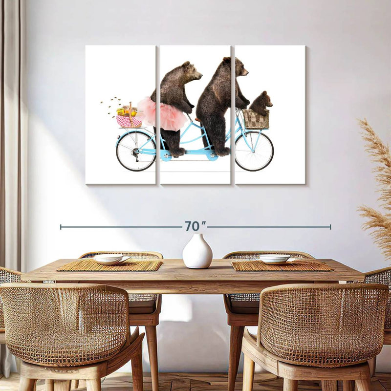 Ketti Three Bears Riding Bike, 36" H x 57" W