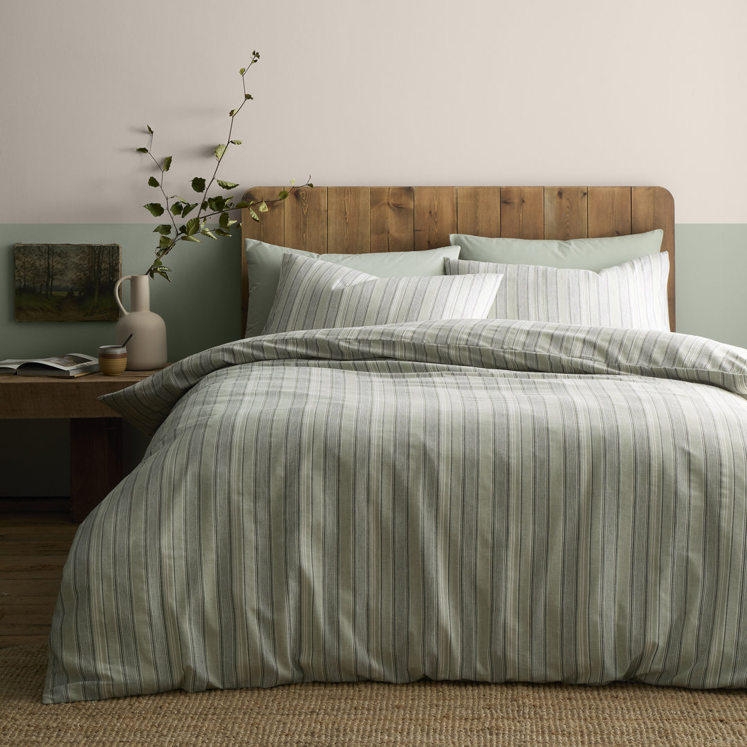 AppleTree Yarn Dyed Woven Wide Stripe Cotton Striped Duvet Cover Set with Pillowcases