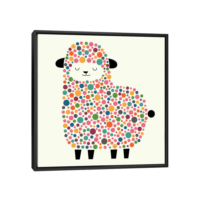 Art sur toile Adda Bubble Sheep, Toile encadrée noire, Non mat, H 37 po x l 37 po x P 1,5 po