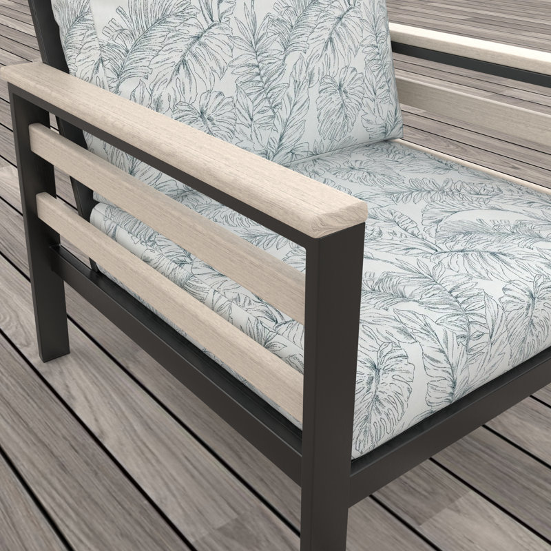 Chaise de patio avec coussins Sunbrella® Townsend, Sunbrella - Laurel calme, Blanc