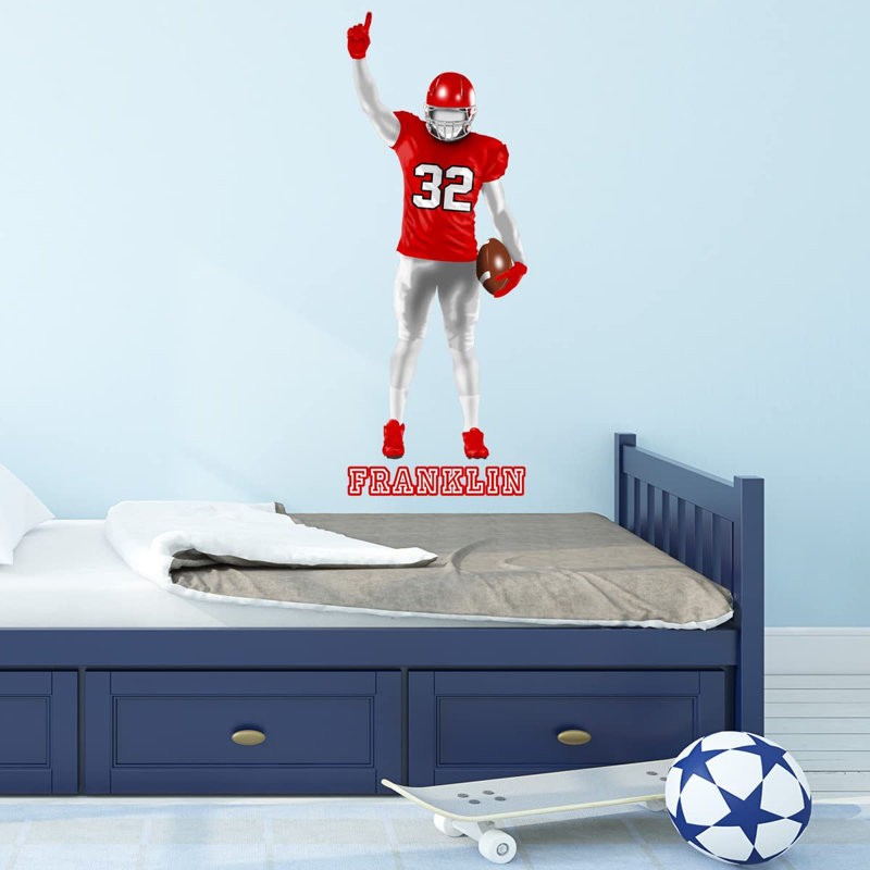 Adhésif décoratif footballeur, H 40 po x l 16 po, Oui, Rouge