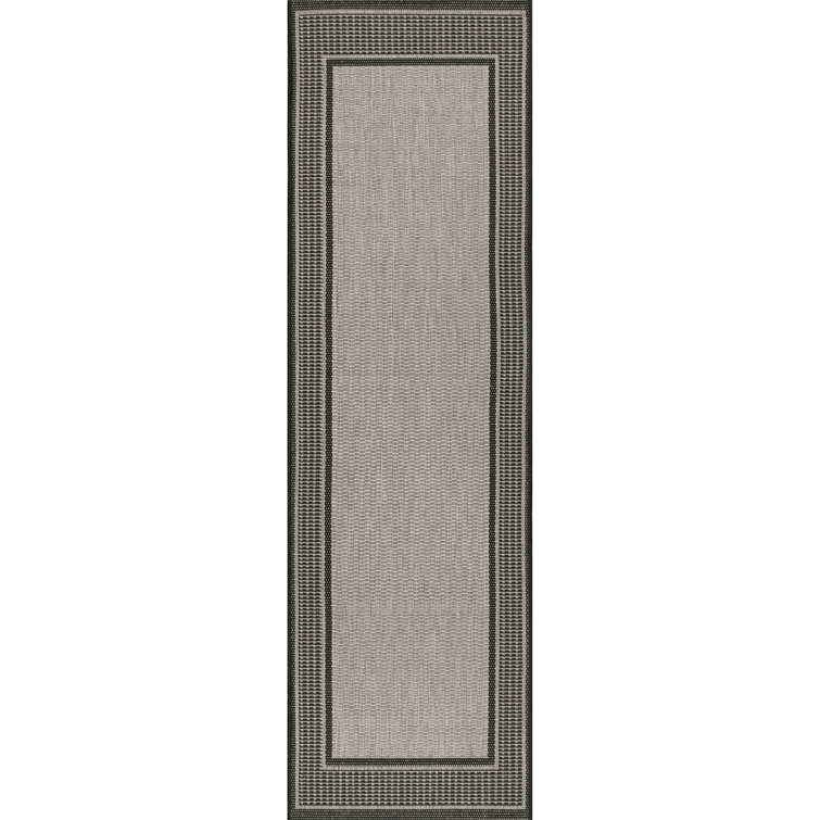Mcelfresh Bordered Machine Woven / Power Loomed Gray Indoor/Outdoor Patio Rug