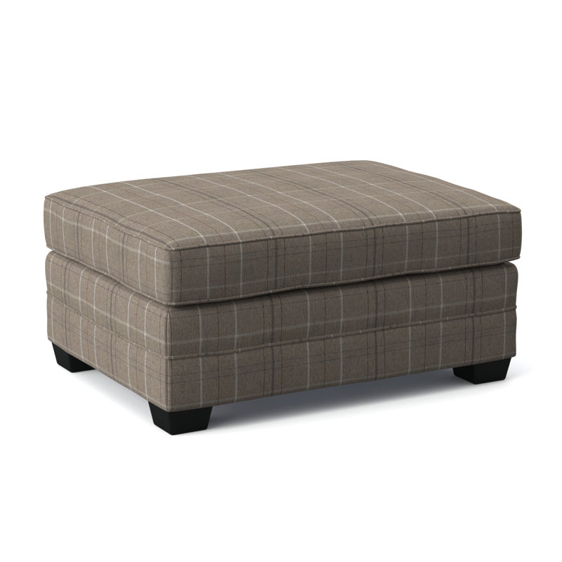 Bedford Ottoman, Black, Taupe Plaid; 0126-73