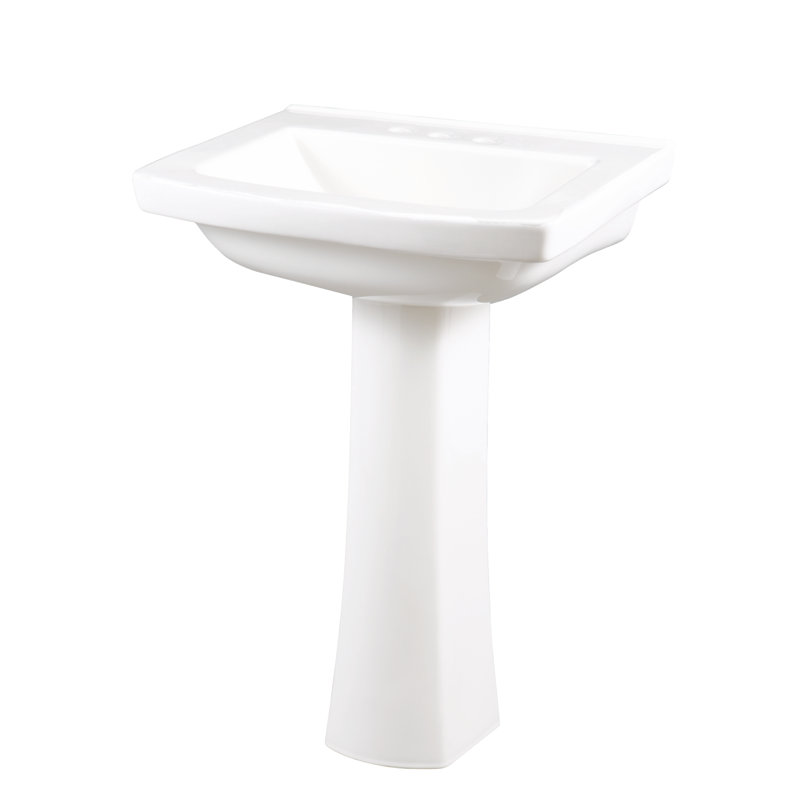 Lavabo de salle de bain rectangulaire en porcelaine vitreuse blanche avec trop-plein, Centres de 4 po