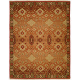 Wool Oriental Area Rug in Rust/Ivory