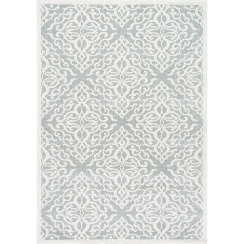 Tyner Trellis Vintage Style Power Loom Performance Gray Rug, Rectangle 9' x 12'
