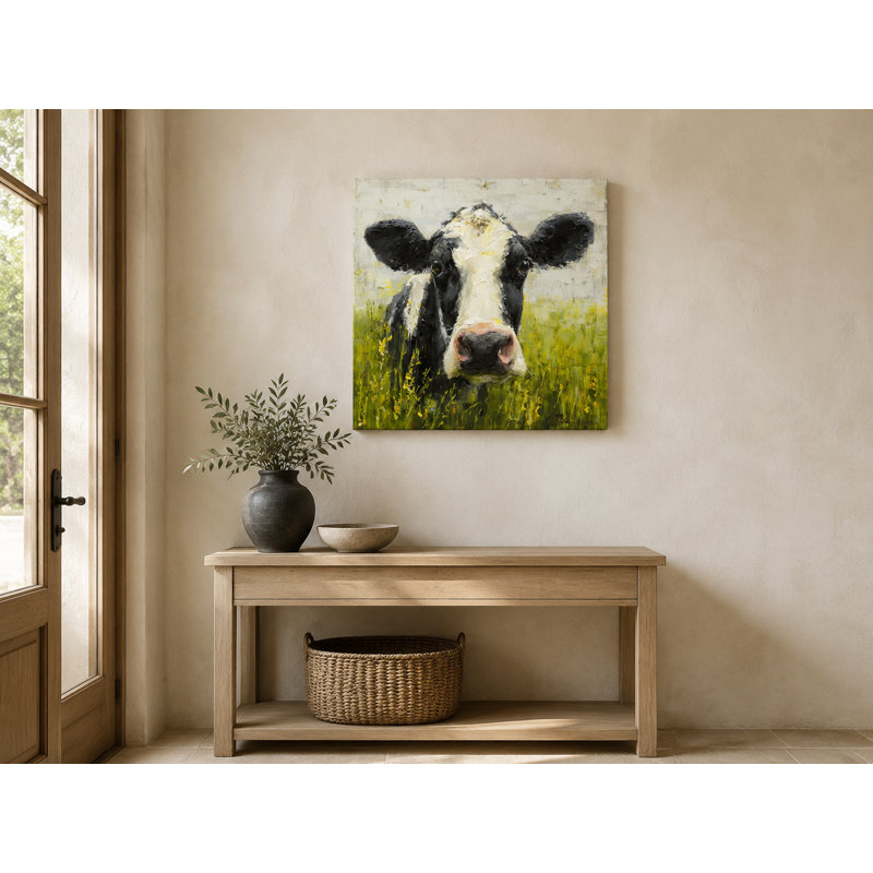 «Curious Cow», art mural sur toile tendue, H 20 po x l 20 po