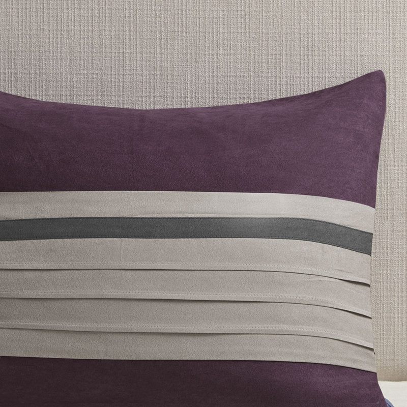 King Purple and Gray Faux Suede Comforter Set
