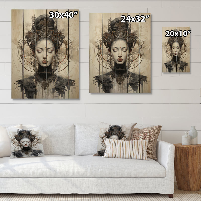 " Gray Buddhism Eightfold Path ", 40" H x 30" W x 0.78" D