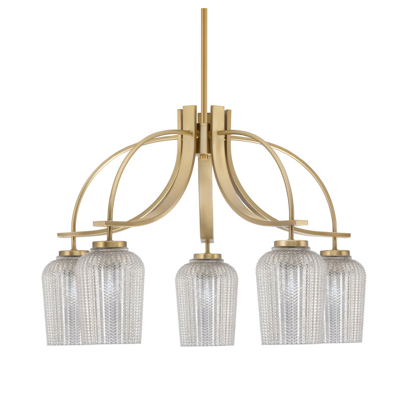 Lustre Cavella, Laiton New Age, H 17,75 po x l 26,25 po x P 26,25 po, 5