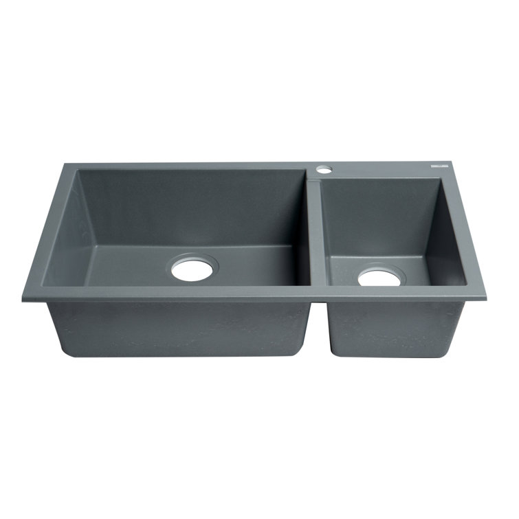 34'' L Drop-In Double Bowl Granite Kitchen Sink