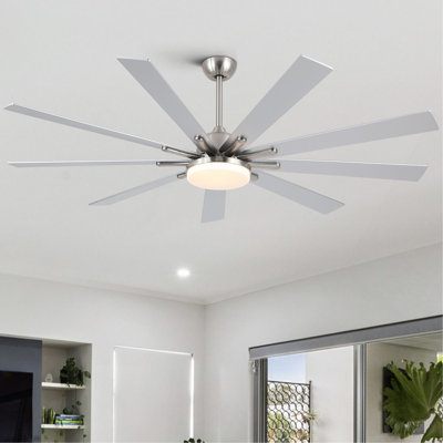 72 In Integrated LED Brushed Nickel Smart Ceiling Fan With Remote Control