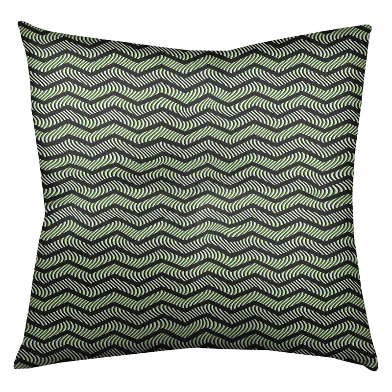 Coussin Rhonda, 26 x 26, Noir, vert