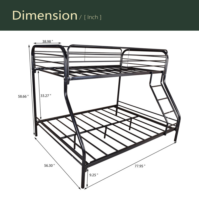 Heavy Duty Twin-Over-Full Metal Bunk Bed, Black