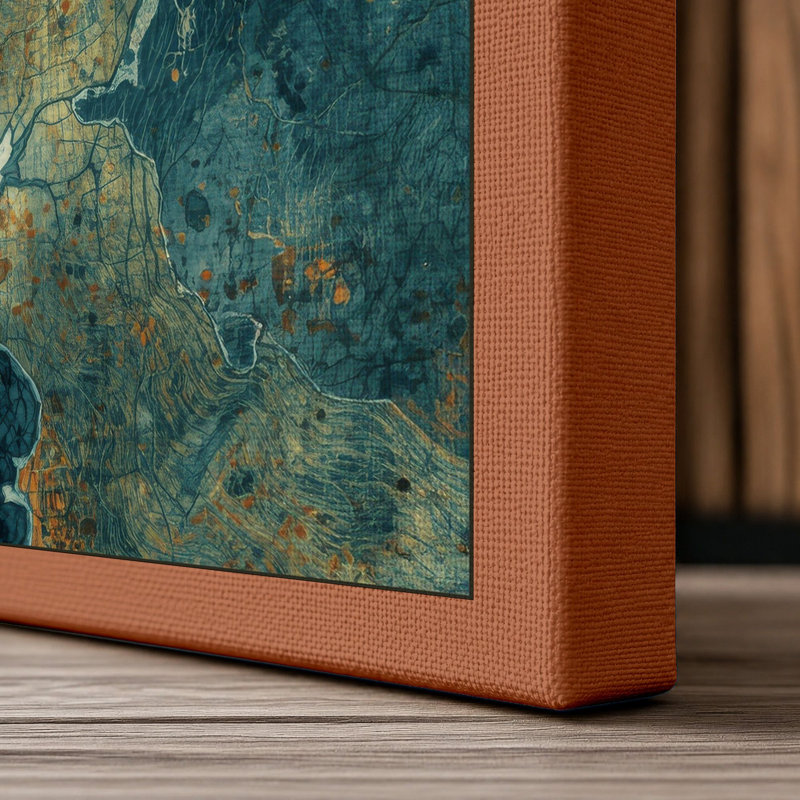 Weathered Decay Industrial - Wrapped Canvas, 24x16 - 61.0 x 40.6 cm, Terracotta Border