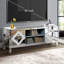 Console multimédia 47 po avec portes en verre Diamond, porte à deux portes et espace de rangement ouvert, compatible avec les téléviseurs de 50 po