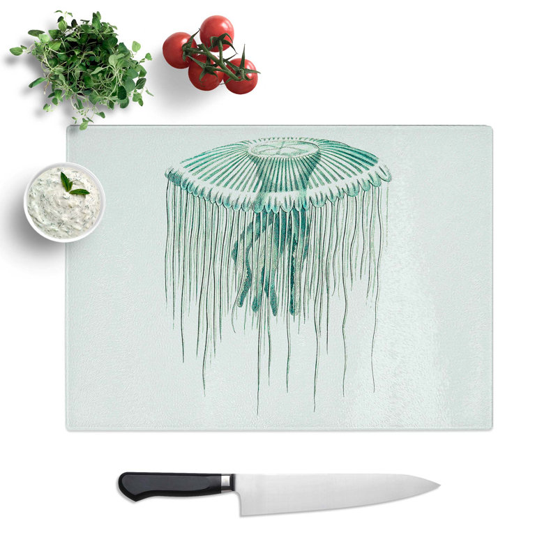 Glass Green Jellyfish by George Shaw Chopping Board, 28.5 cm W x 20 cm L